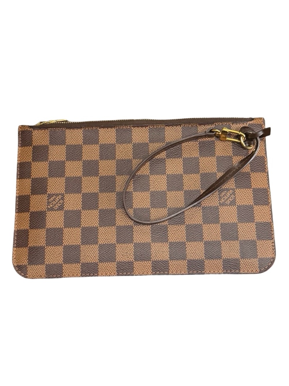 Authentic Louis Vuitton Wristlet Pouchette Neverfull Pouch Damier Ebene LV